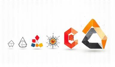 Illustration of a creative logo design process